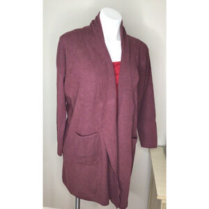 Short Story Marron/Burgundy/Wine Color Shawl Collar Open Front Cardigan Size PXL